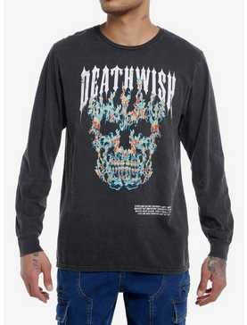 Social Collision® Death Wish Skull Flames Long-Sleeve T-Shirt, , hi-res