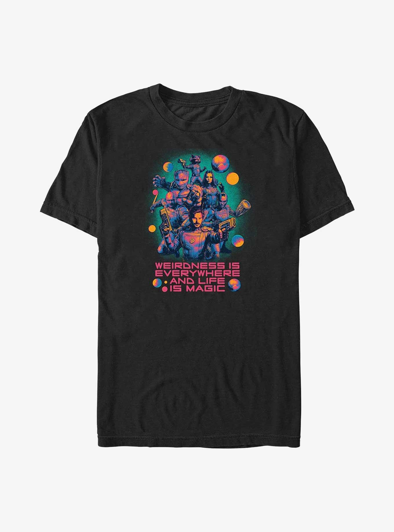Marvel Guardians of the Galaxy Weirdness Is Everywhere Poster Big & Tall T-Shirt, BLACK, hi-res