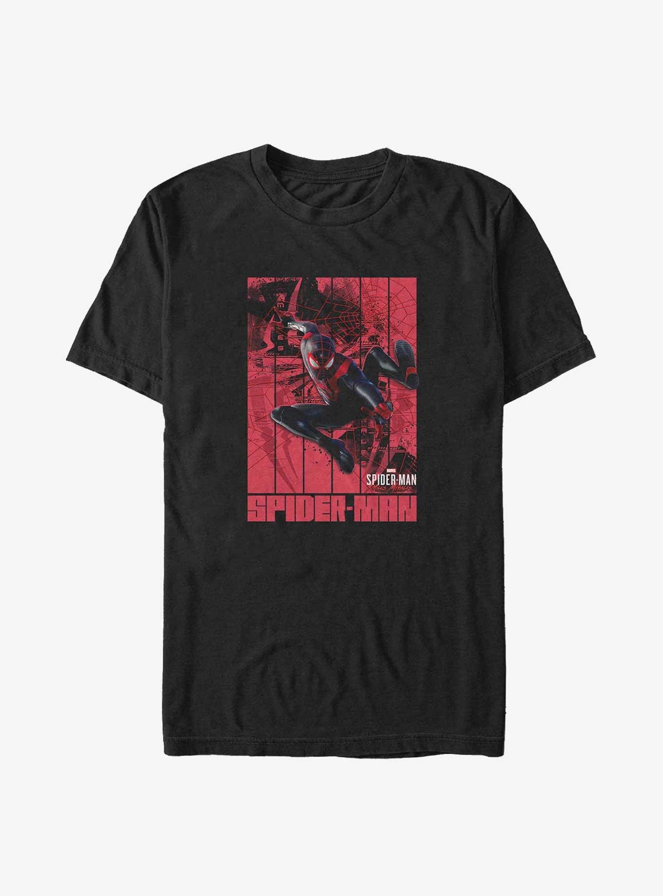 Marvel Spider-Man: Miles Morales Paint Poster Big & Tall T-Shirt, BLACK, hi-res