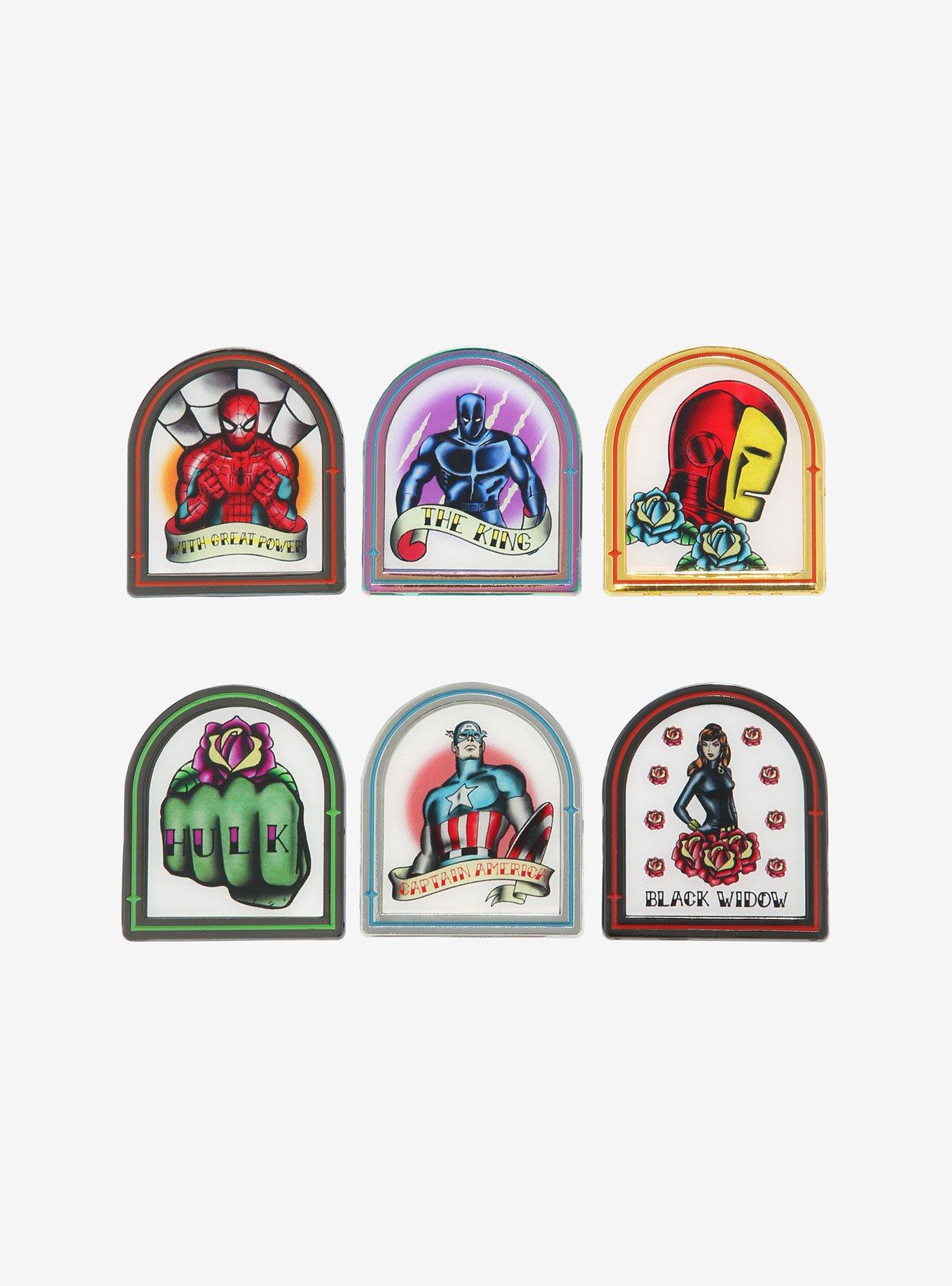 Marvel Character Tattoo Blind Box Enamel Pin, , hi-res