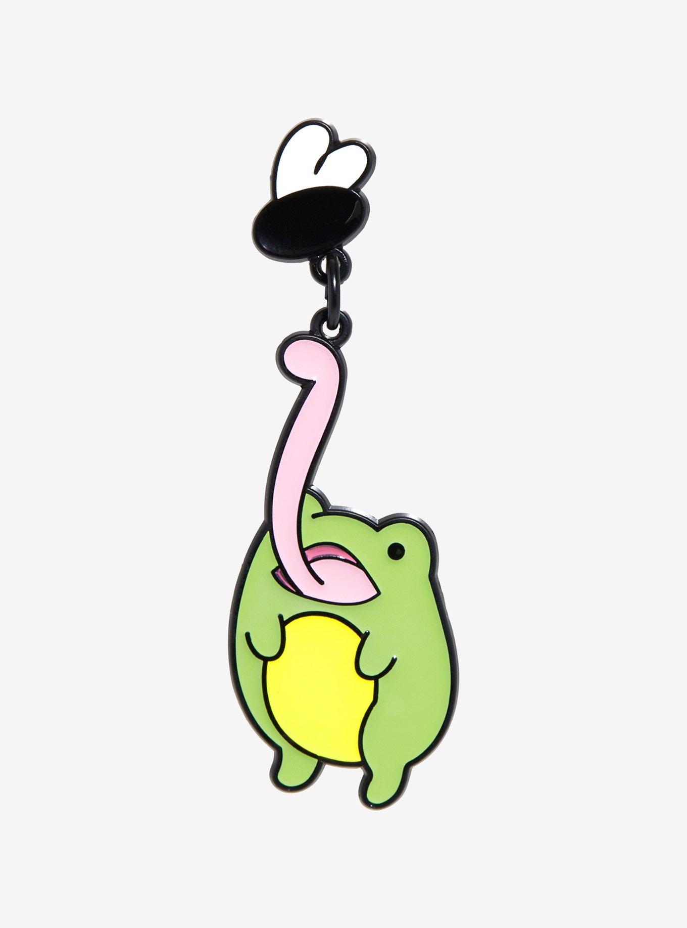 Frog With Fly Charm Enamel Pin, , hi-res