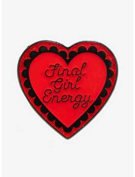 Final Girl Energy Glitter Heart Enamel Pin, , hi-res