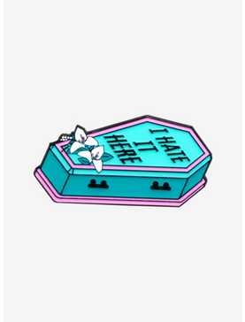 I Hate It Here Coffin Enamel Pin, , hi-res