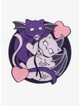 Goth Glitter Cat Duo Enamel Pin By Toon Lord, , hi-res