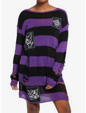 Kuromi Patches Stripe Girls Knit Sweater Dress, , hi-res