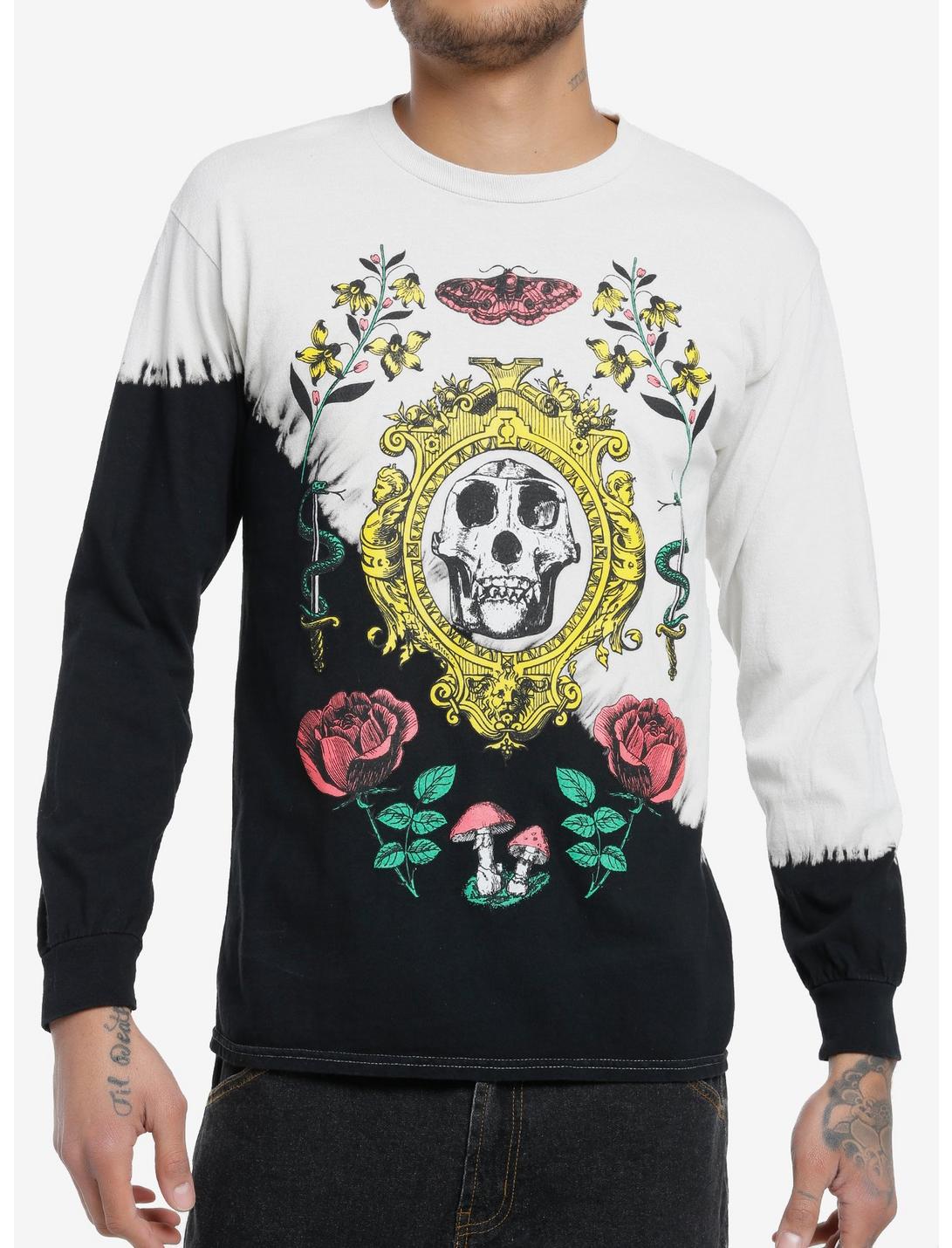 Social Collision® Animal Skull & Roses Split-Dye Long-Sleeve T-Shirt, IVORY, hi-res