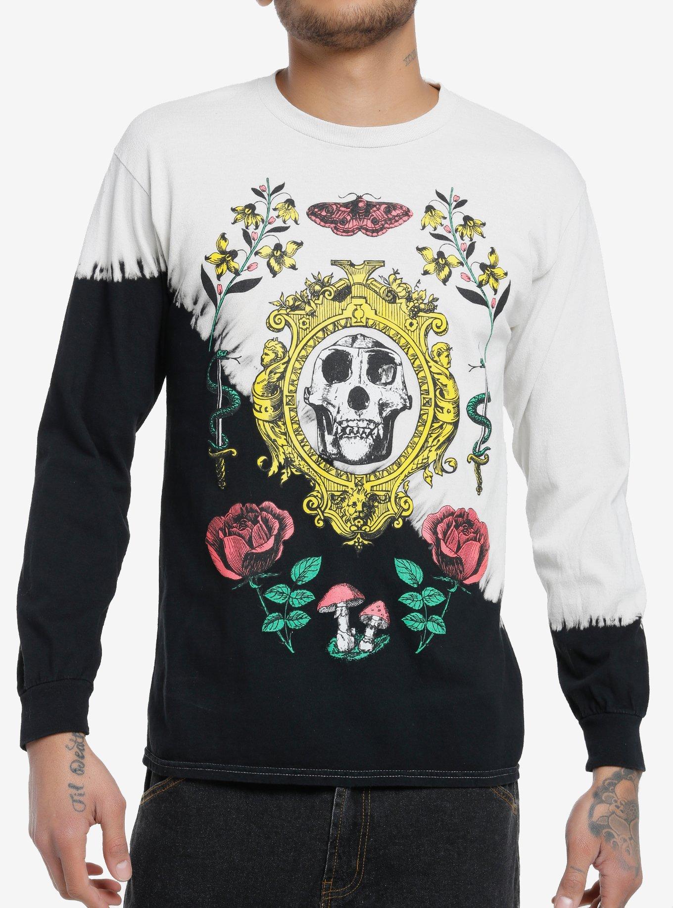 Social Collision® Animal Skull & Roses Split-Dye Long-Sleeve T-Shirt, IVORY, hi-res