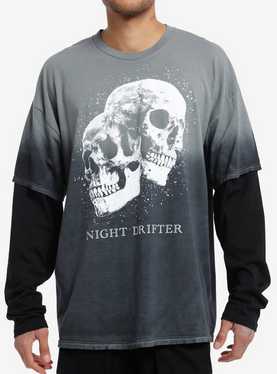 Social Collision® Skulls Oversized Long-Sleeve Twofer, , hi-res