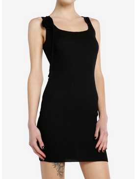 Black Rosette Ribbed Bodycon Dress, , hi-res