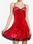 Social Collision Red Velvet Lace Slip Dress, BLACK, hi-res