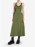 Social Collision® Green & Black Lace-Up Midaxi Dress, BLACK, hi-res
