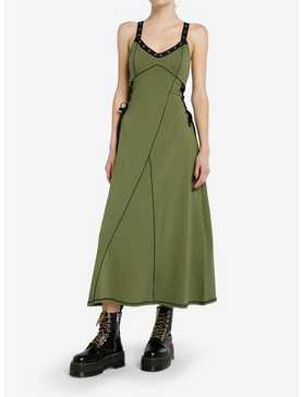Social Collision® Green & Black Lace-Up Midaxi Dress, , hi-res
