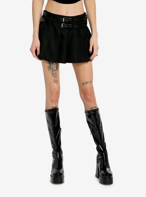 Social Collision Double Belt Pleated Skirt | Hot Topic