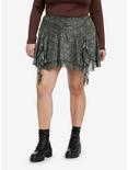 Thorn & Fable Skeleton Fairy Ruffle Mini Skirt Plus Size, GREEN, hi-res