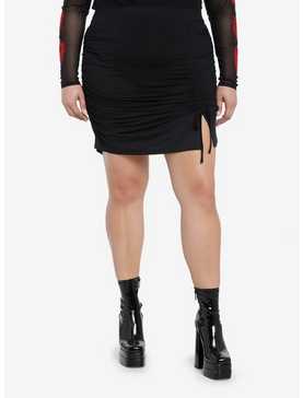 Cosmic Aura Black Ruched Mini Skirt Plus Size, , hi-res