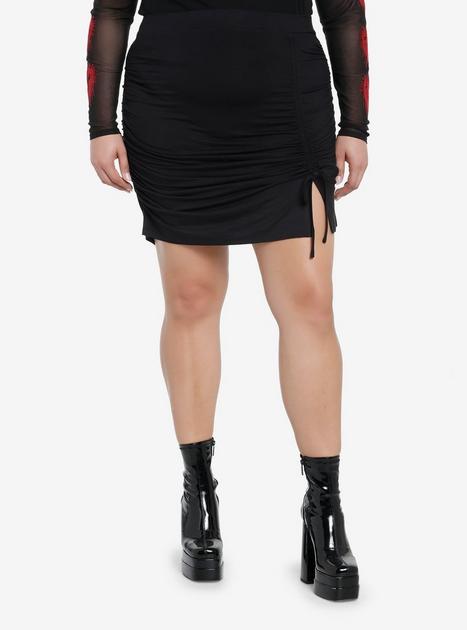 Cosmic Aura Black Ruched Mini Skirt Plus Size | Hot Topic
