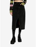 Social Collision Black Denim Belted Midi Skirt, DENIM, hi-res