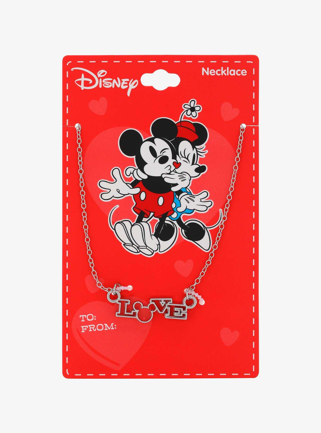 Disney Mickey & Minnie Love Silver Necklace — BoxLunch Exclusive, , hi-res