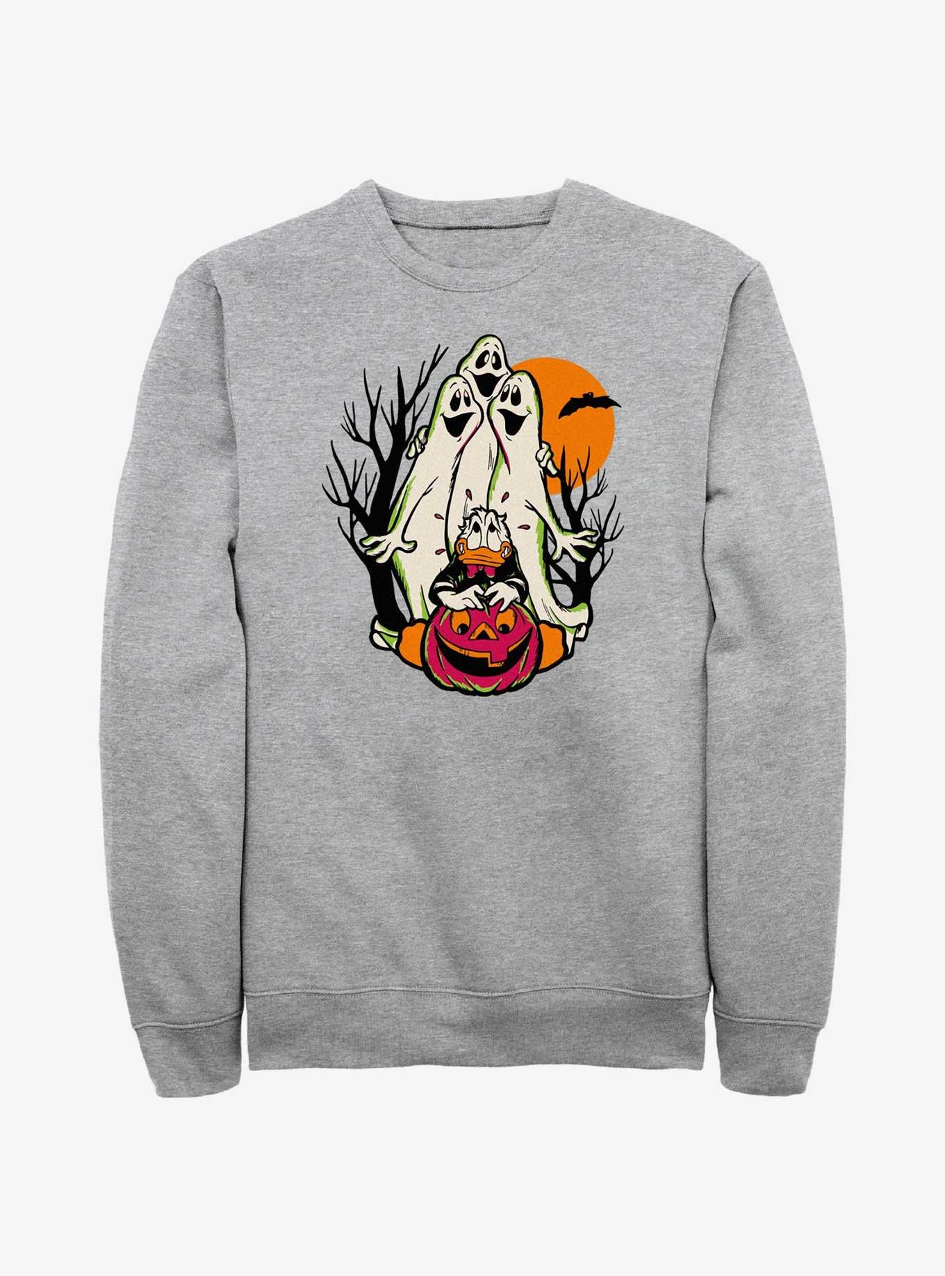 Disney100 Halloween Spooky Ghosts Scared Donald Sweatshirt, ATH HTR, hi-res