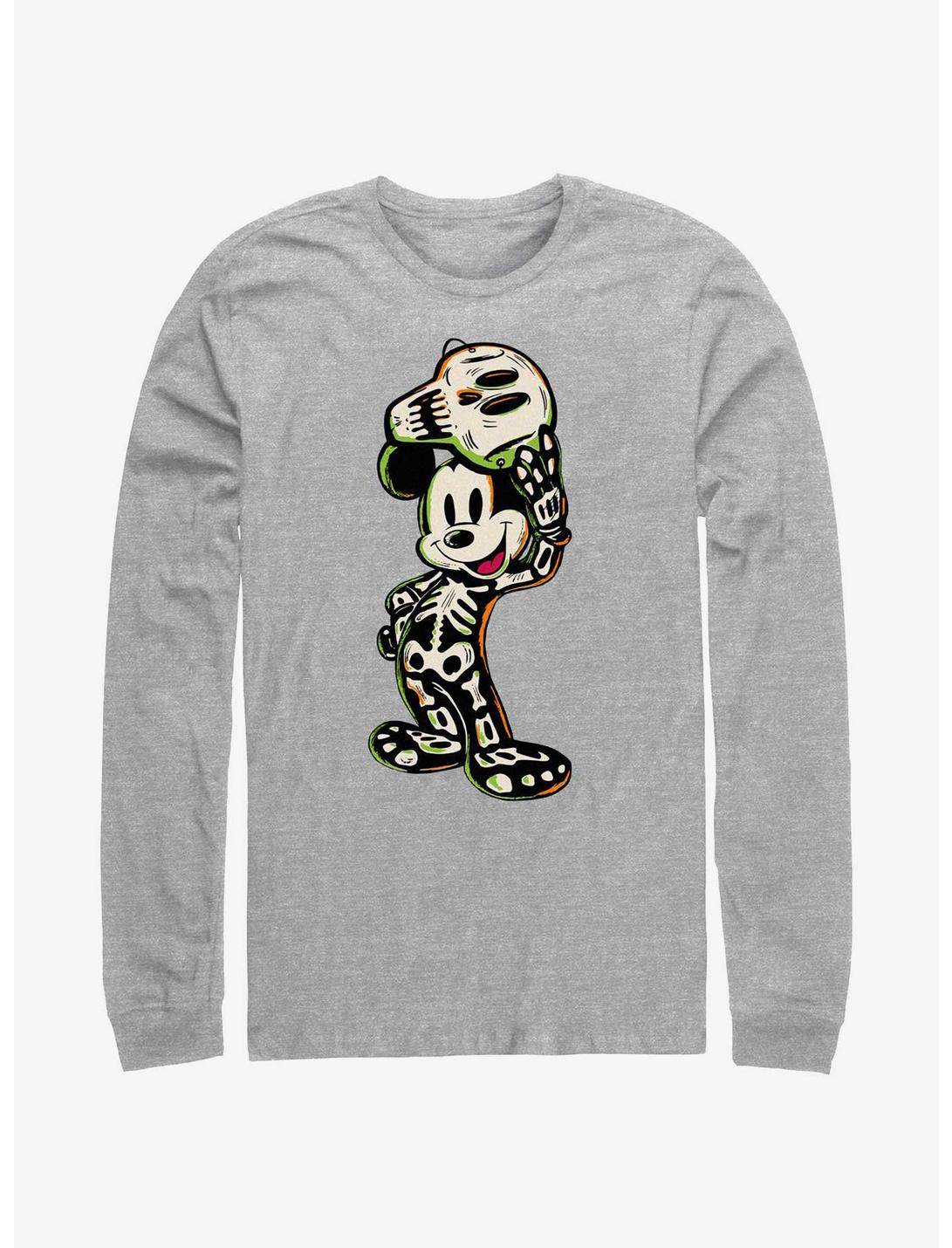 Disney100 Halloween Mickey Mouse Skeleton Long-Sleeve T-Shirt, ATH HTR, hi-res