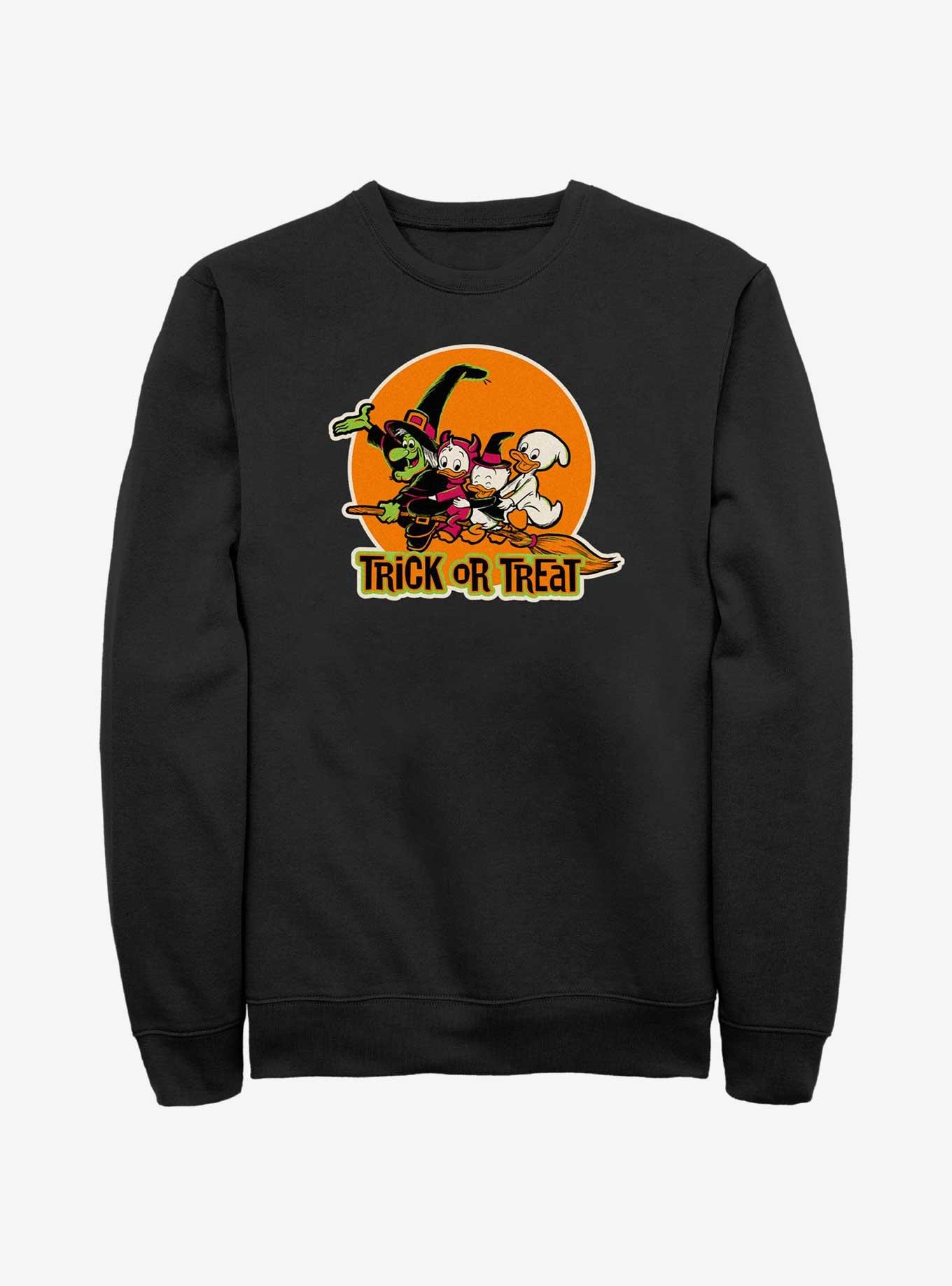 Disney100 Halloween Huey Dewey and Louie Trick or Treat Sweatshirt, BLACK, hi-res