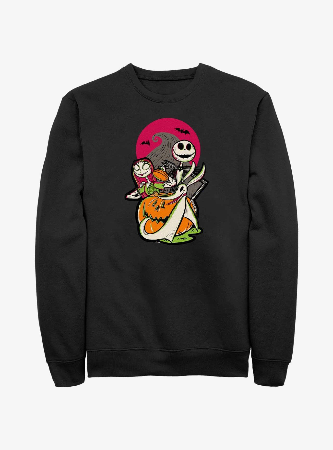 Disney100 Halloween Happy Halloween Sally Jack and Zero Sweatshirt, BLACK, hi-res