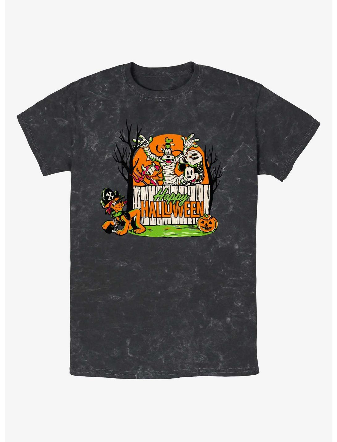 Disney100 Halloween Mickey Mouse Halloween Group Mineral Wash T-Shirt, BLACK, hi-res