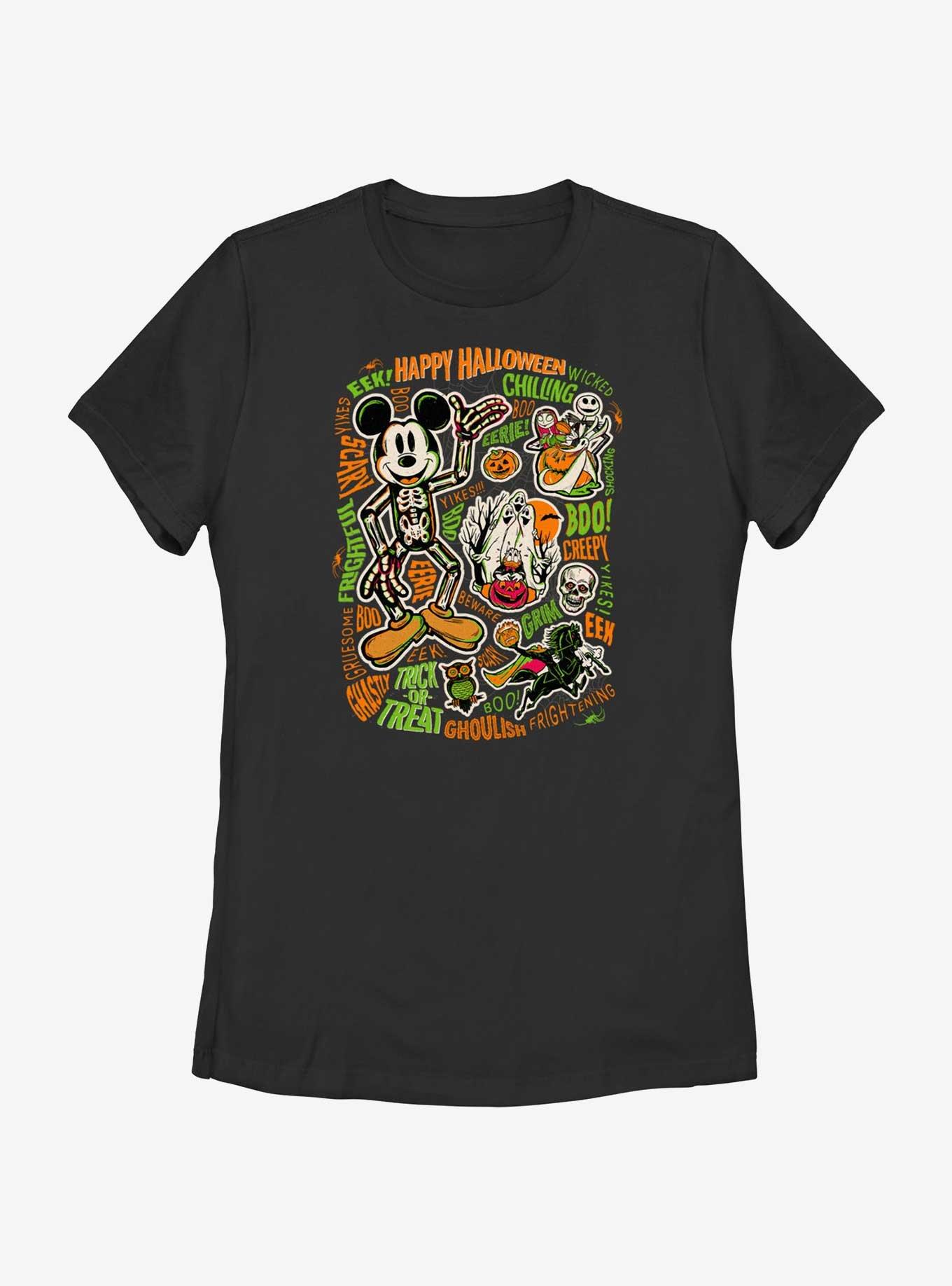 Disney100 Halloween Happy Halloween Skeleton Mickey Women's T-Shirt, BLACK, hi-res