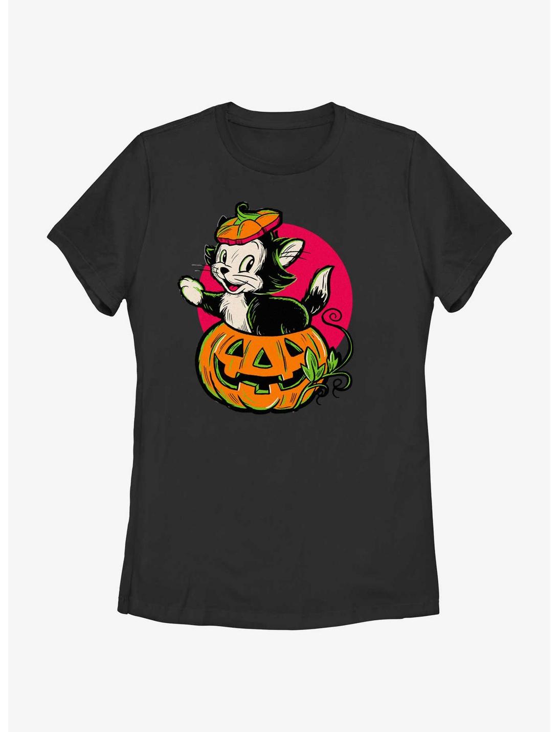 Disney100 Halloween Figaro Inside A Pumpkin Women's T-Shirt, BLACK, hi-res