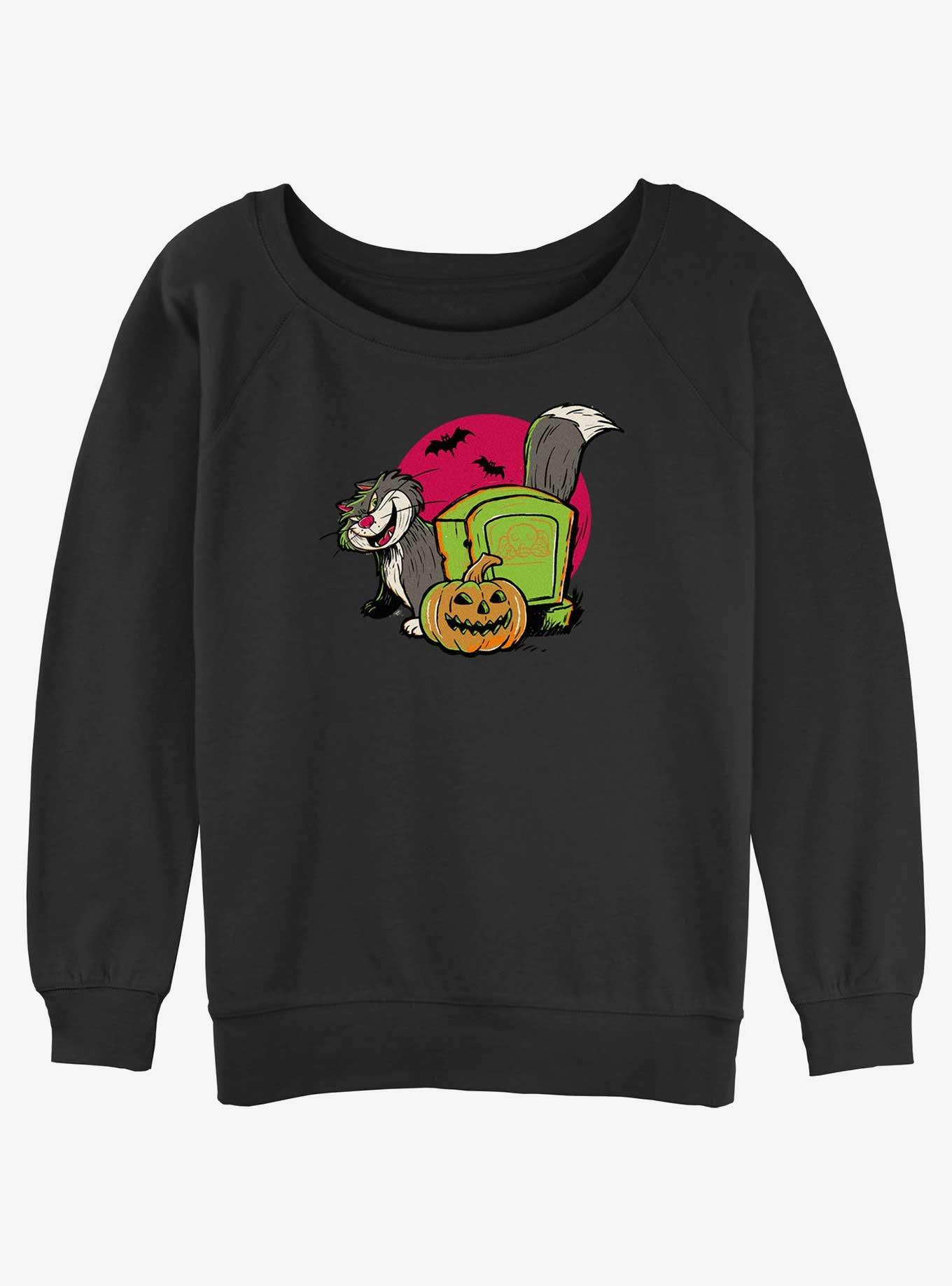 Disney100 Halloween Cat Lucifer Women's Slouchy Sweatshirt, BLACK, hi-res