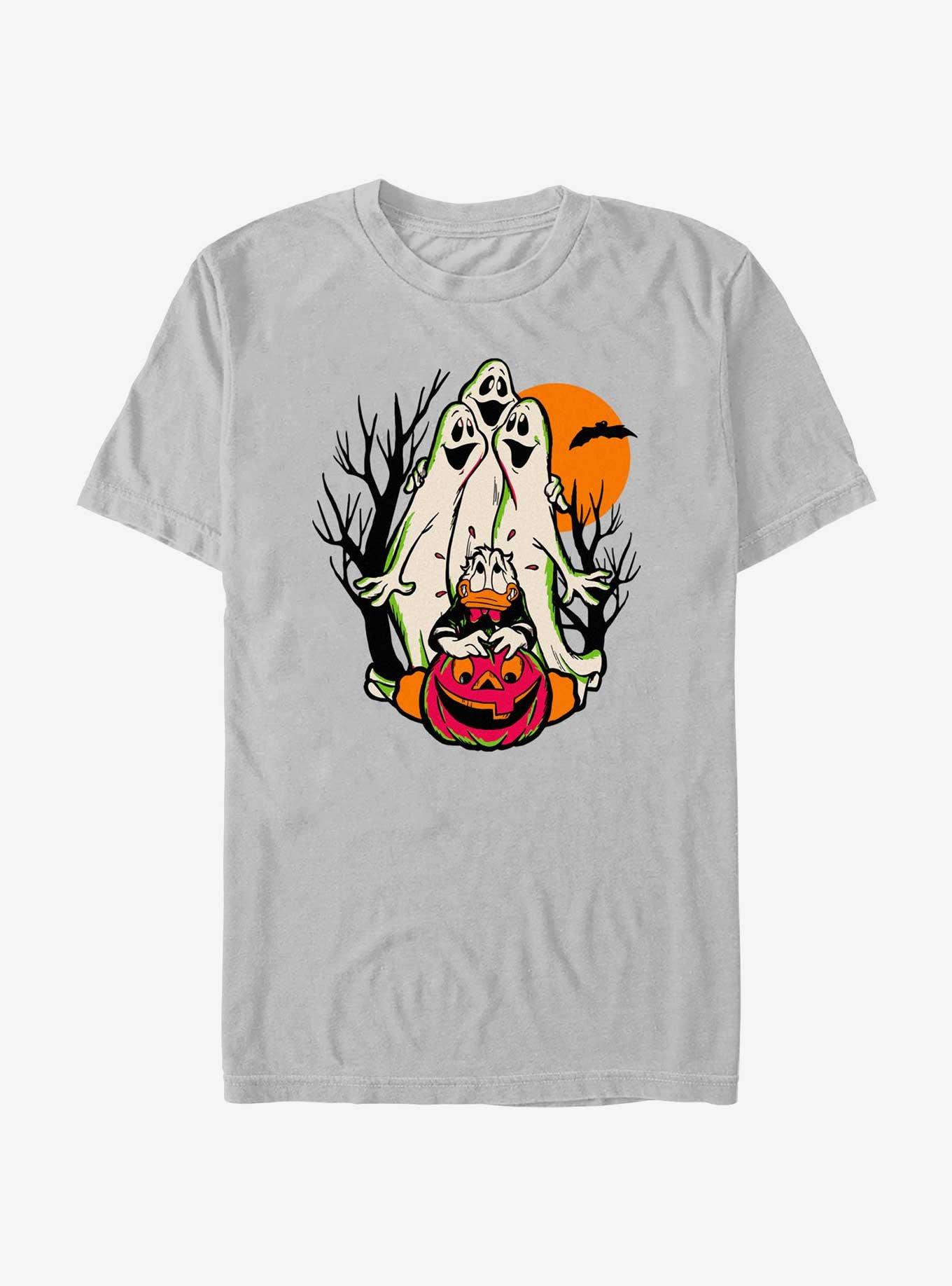 Disney100 Halloween Spooky Ghosts Scared Donald T-Shirt, SILVER, hi-res