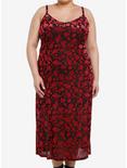 Social Collision Black & Red Roses Velvet Midaxi Dress Plus Size, BLACK, hi-res