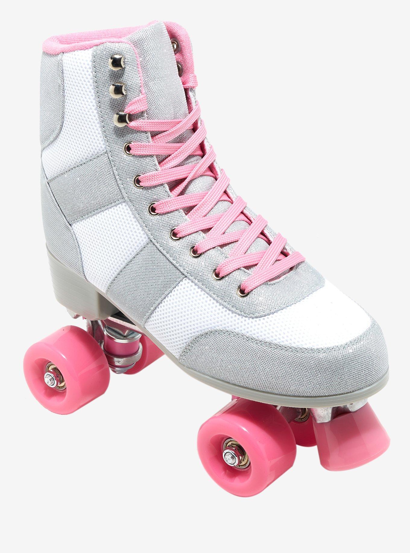 Cosmic Skates Silver & Pink Glitter Sneaker Roller Skates, MULTI, hi-res