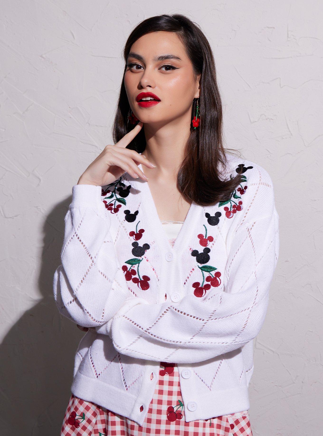 Her Universe Disney Mickey Mouse Cherry Knit Girls Cardigan, , hi-res