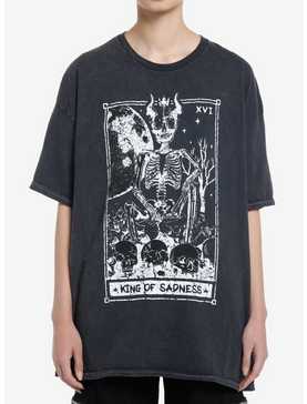 King Of Sadness Skeleton Tarot Card Girls Oversized T-Shirt, , hi-res