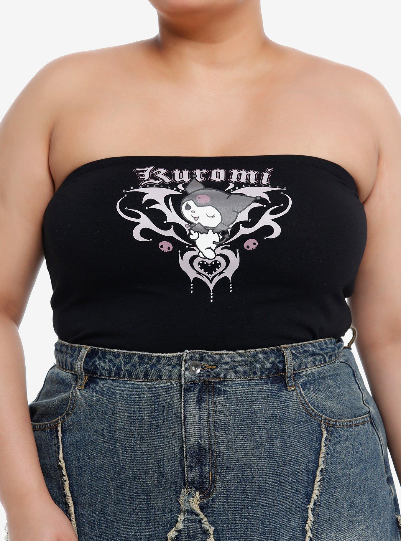 Kuromi Y2K Rhinestone Girls Crop Tube Top Plus Size, MULTI, hi-res
