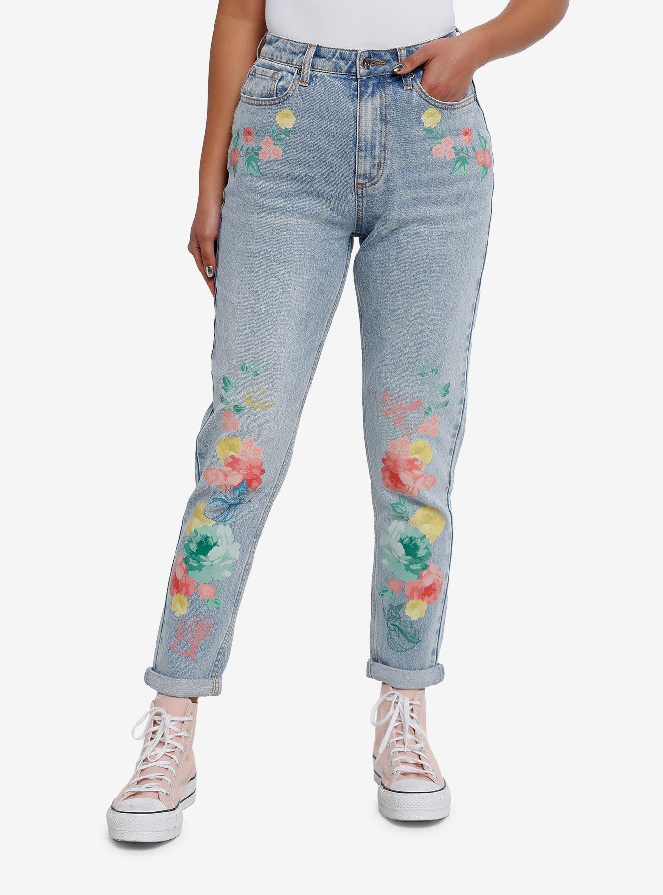 Disney Sleeping Beauty Three Good Fairies Mom Jeans, MEDIUM WASH, hi-res