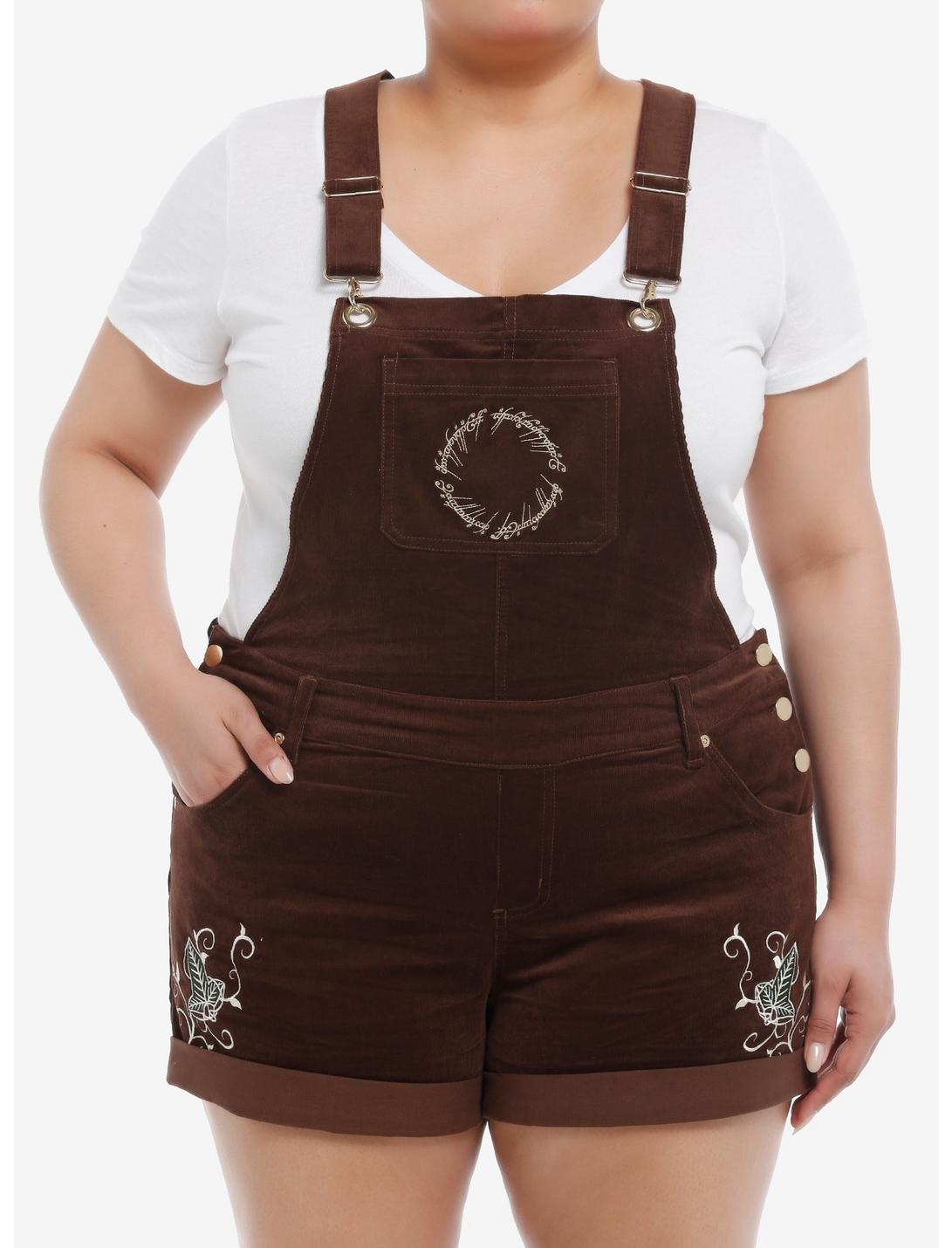 The Lord Of The Rings The One Ring Corduroy Shortalls Plus Size, BROWN, hi-res