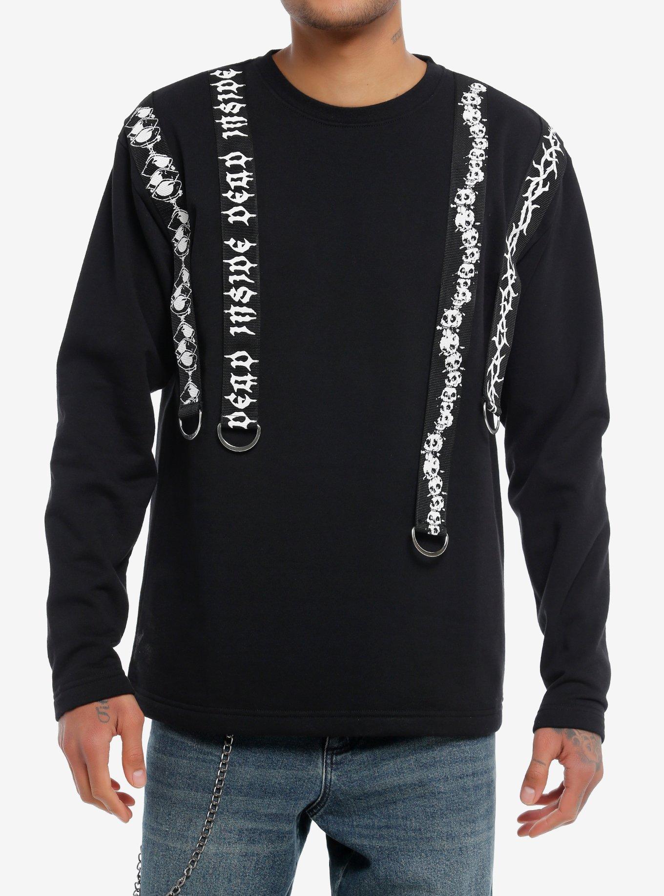 Dead Inside Graphic Straps Crewneck Sweater, , hi-res