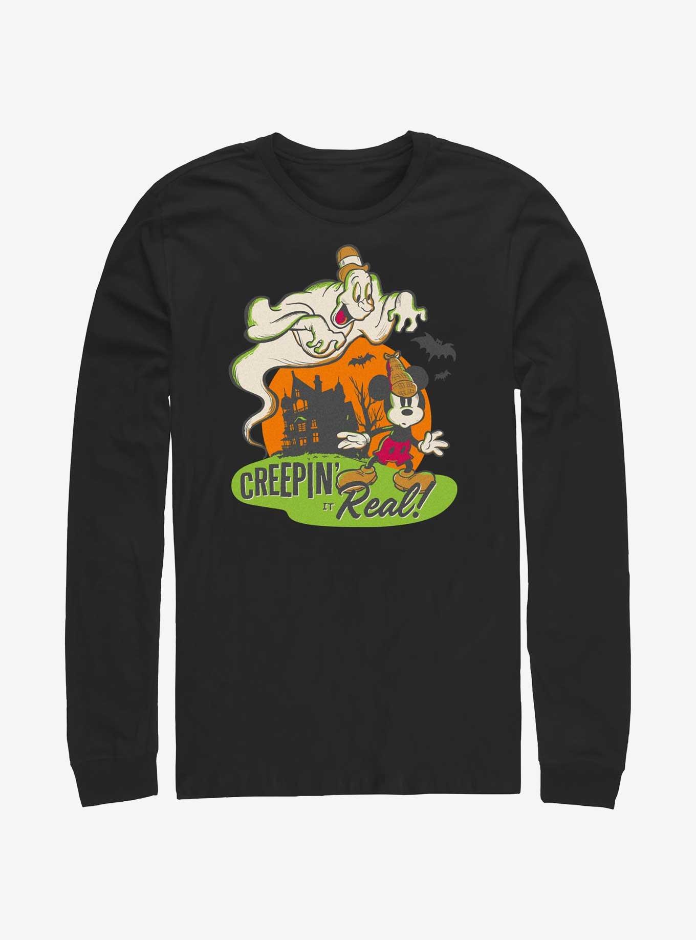 Disney100 Halloween Mickey Mouse Creepin' It Real Long-Sleeve T-Shirt, BLACK, hi-res