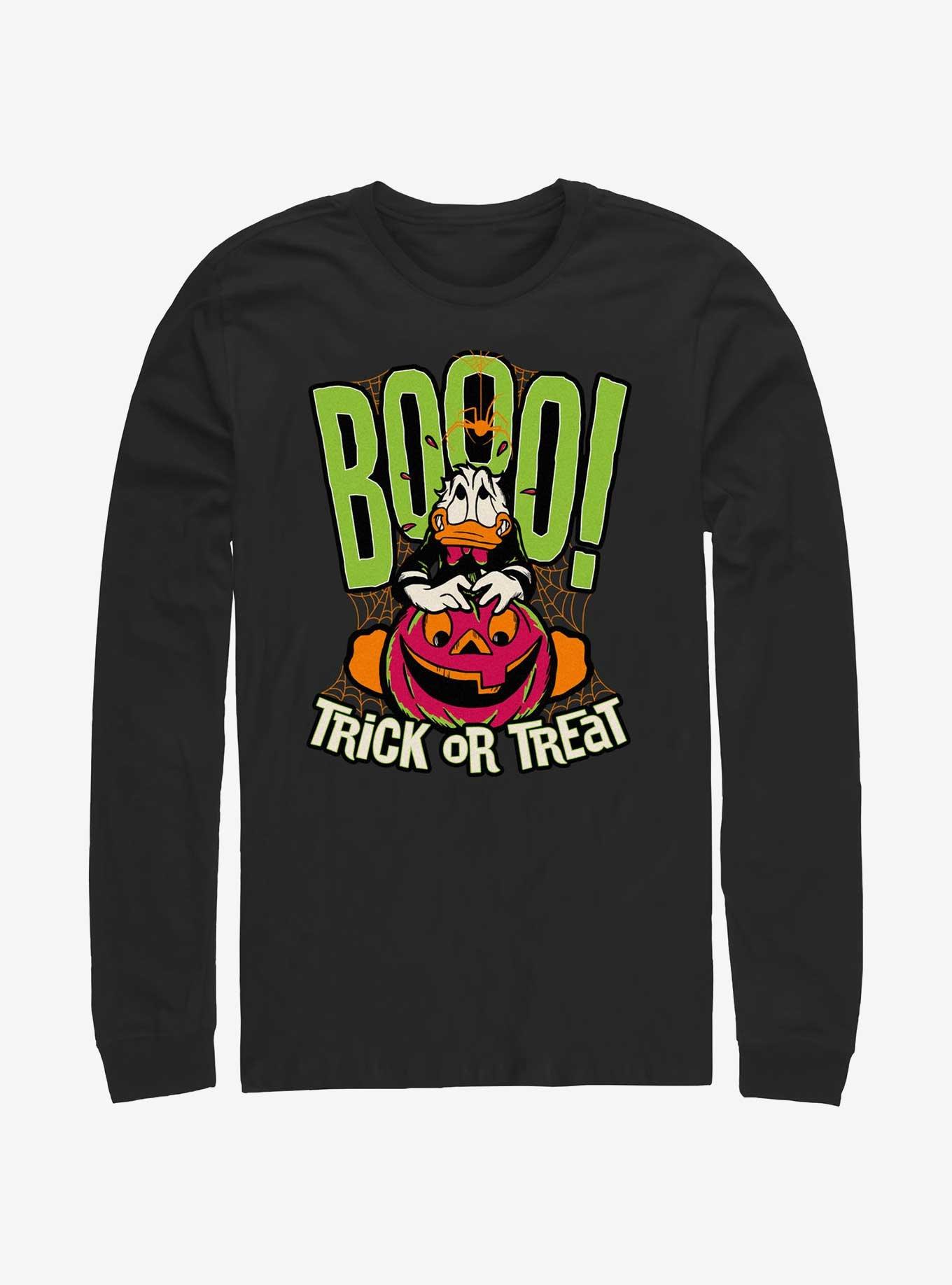 Disney100 Halloween Boo Donald Trick or Treat Long-Sleeve T-Shirt, BLACK, hi-res