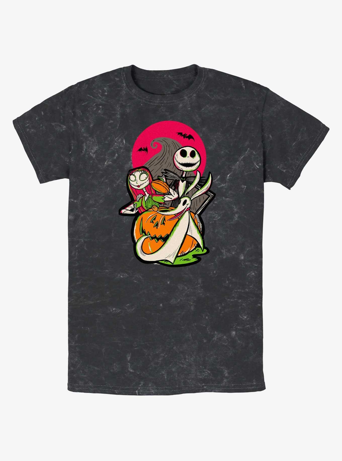 Disney100 Halloween The Nightmare Before Christmas Sally Jack And Zero Mineral Wash T-Shirt
