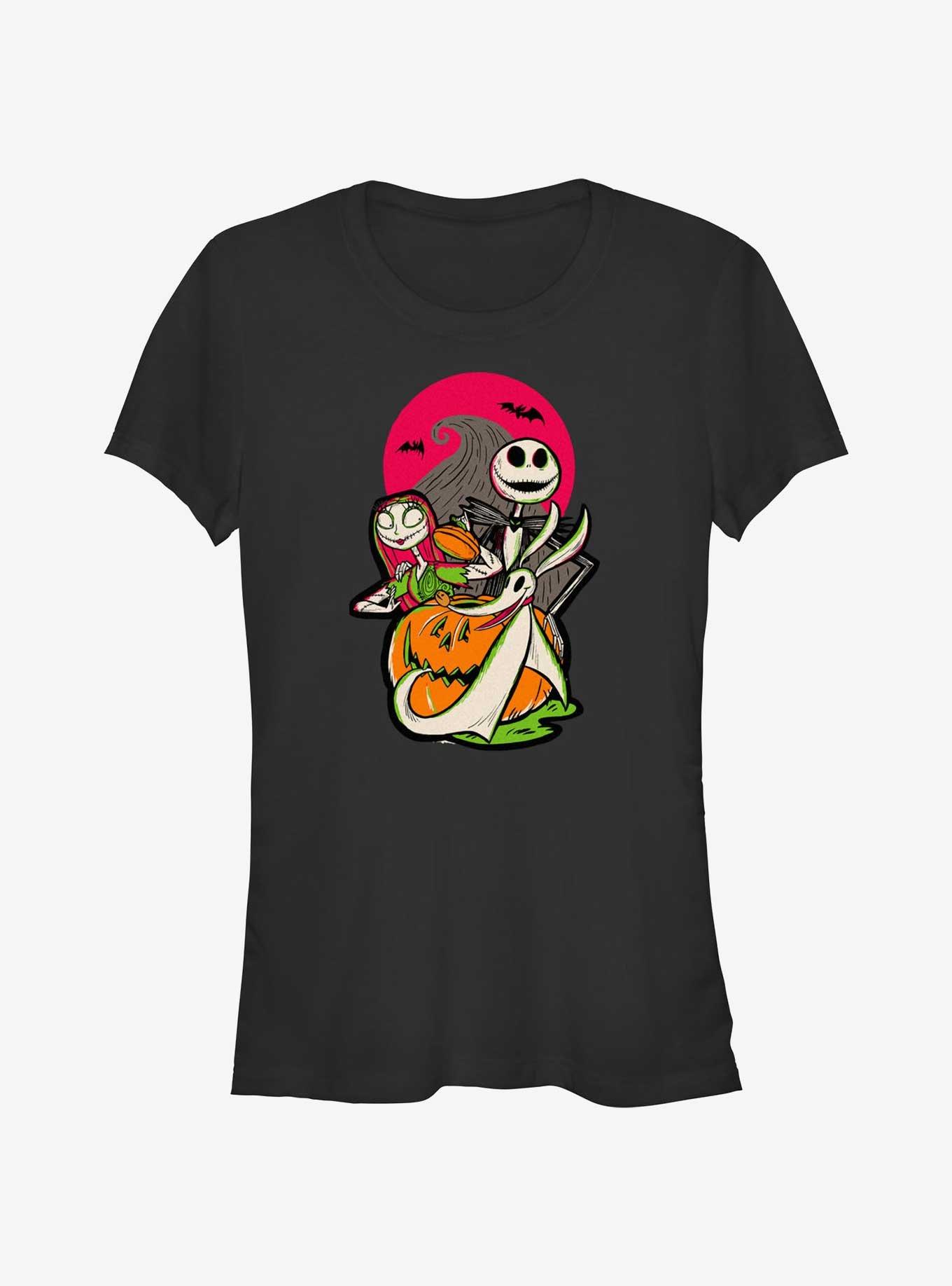 Disney100 Halloween The Nightmare Before Christmas Sally Jack And Zero Girls T-Shirt, BLACK, hi-res