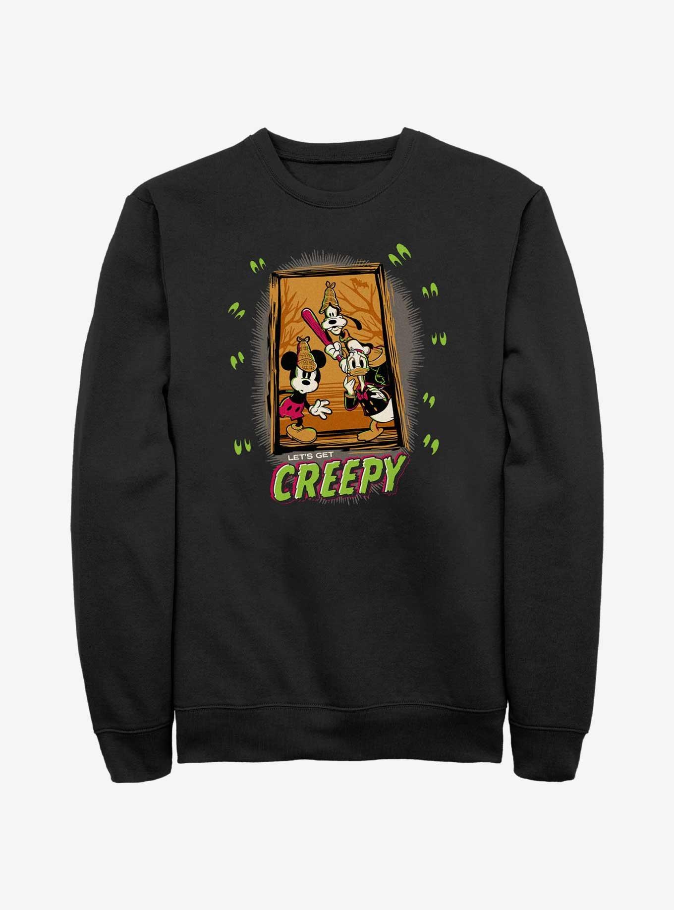 Disney100 Mickey's Gang Let's Get Creepy Halloween Sweatshirt, BLACK, hi-res