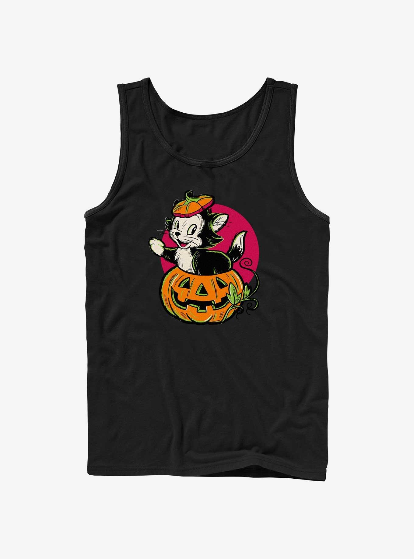 Disney100 Halloween Pinocchio Figaro Inside A Pumpkin Tank Top, BLACK, hi-res