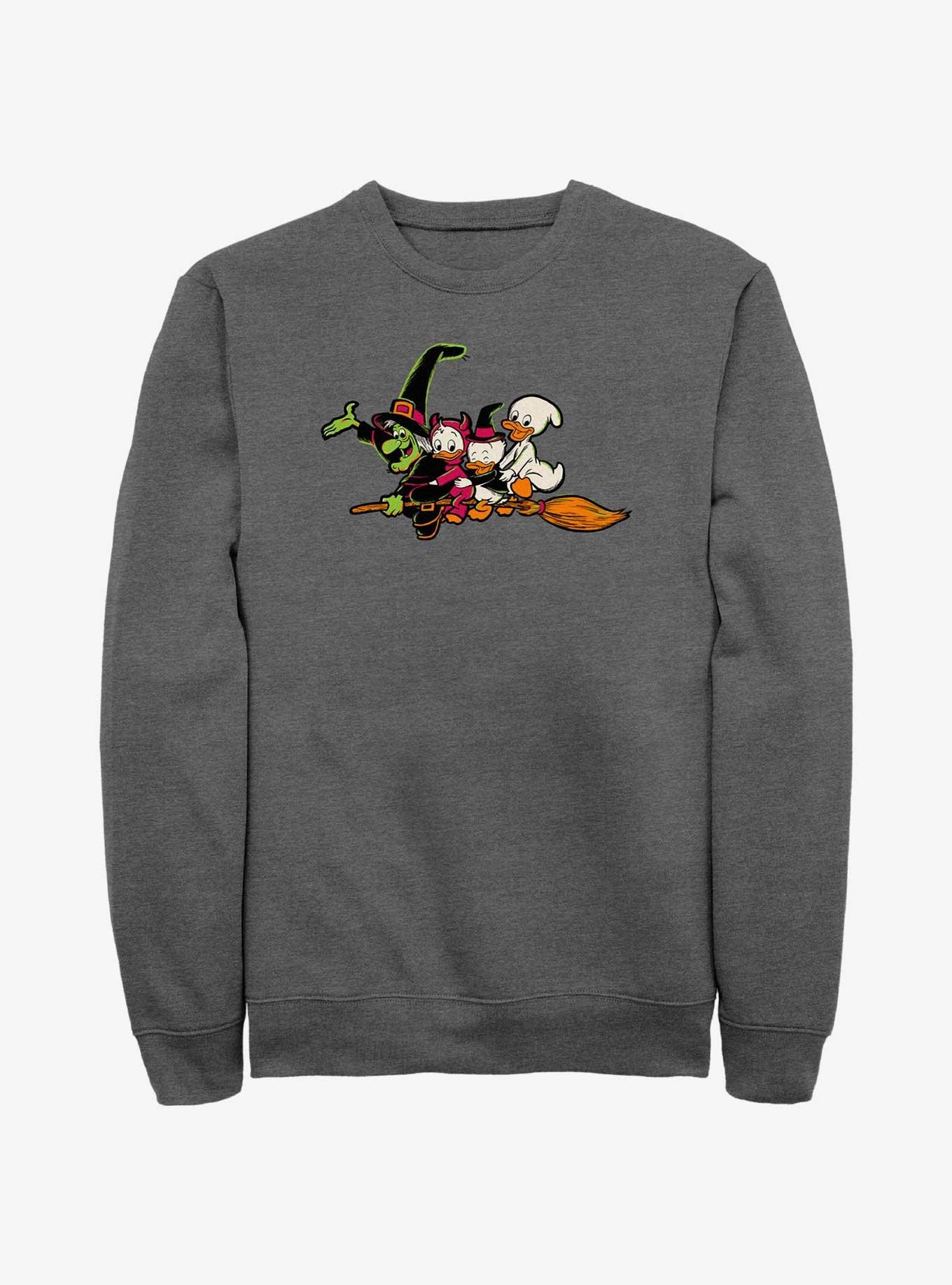 Disney100 Halloween Huey Dewey and Louie Flying Witch's Broom Sweatshirt, , hi-res