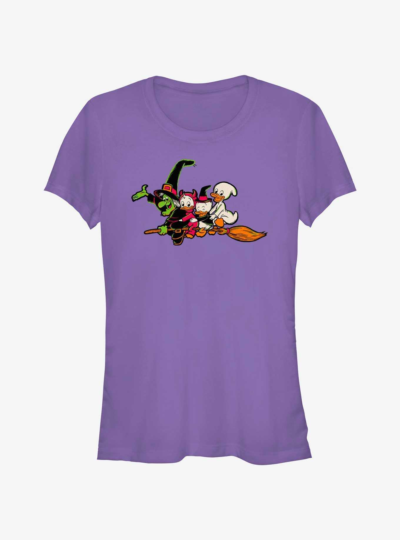 Disney100 Halloween Huey Dewey and Louie Flying Witch's Broom Girls T-Shirt, , hi-res