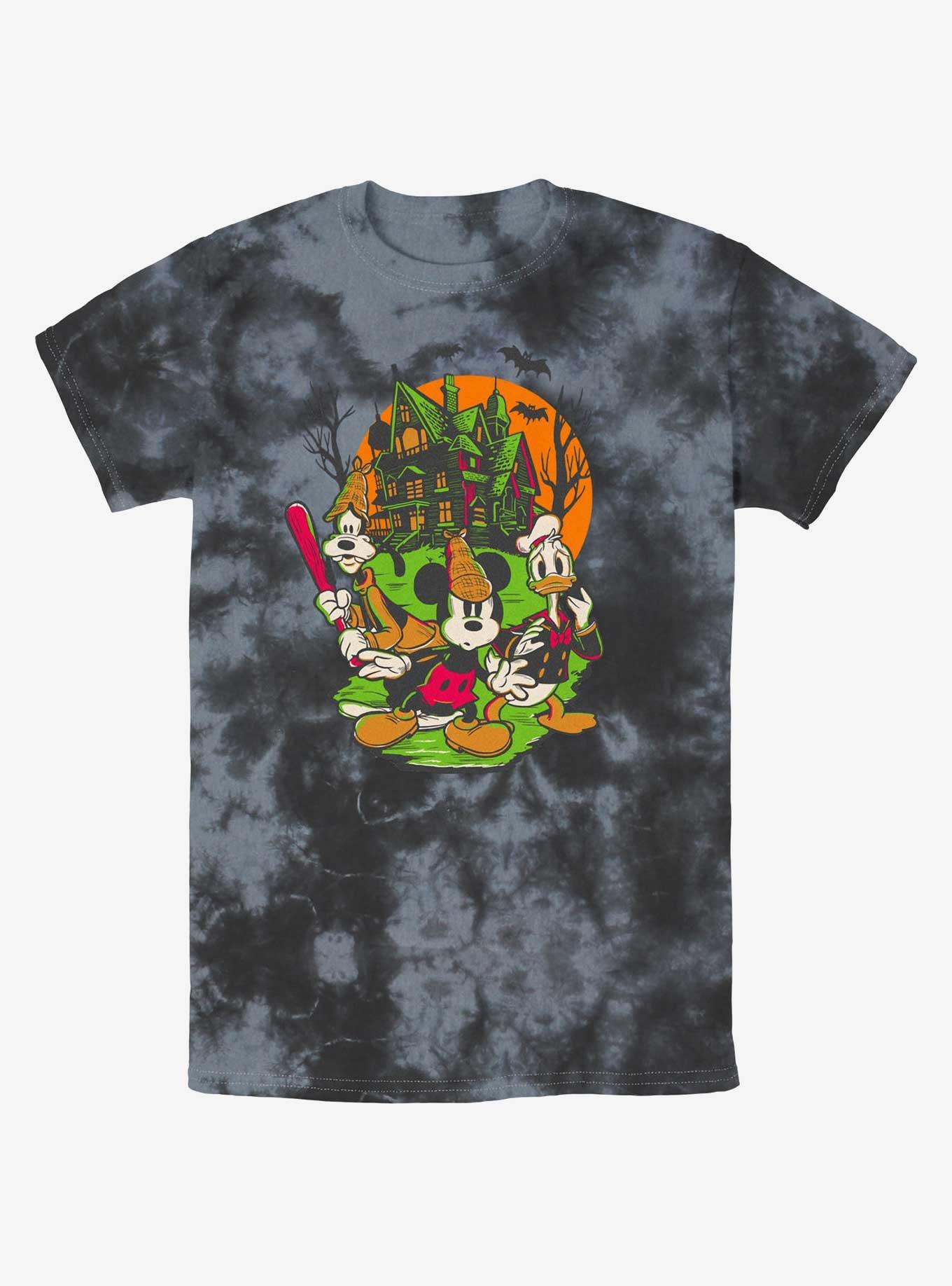 Disney100 Halloween Mickey Goofy and Donald Haunted House Tie-Dye T-Shirt, , hi-res