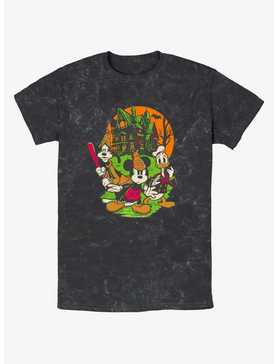 Disney100 Halloween Mickey Goofy And Donald Haunted House Mineral Wash T-Shirt, , hi-res