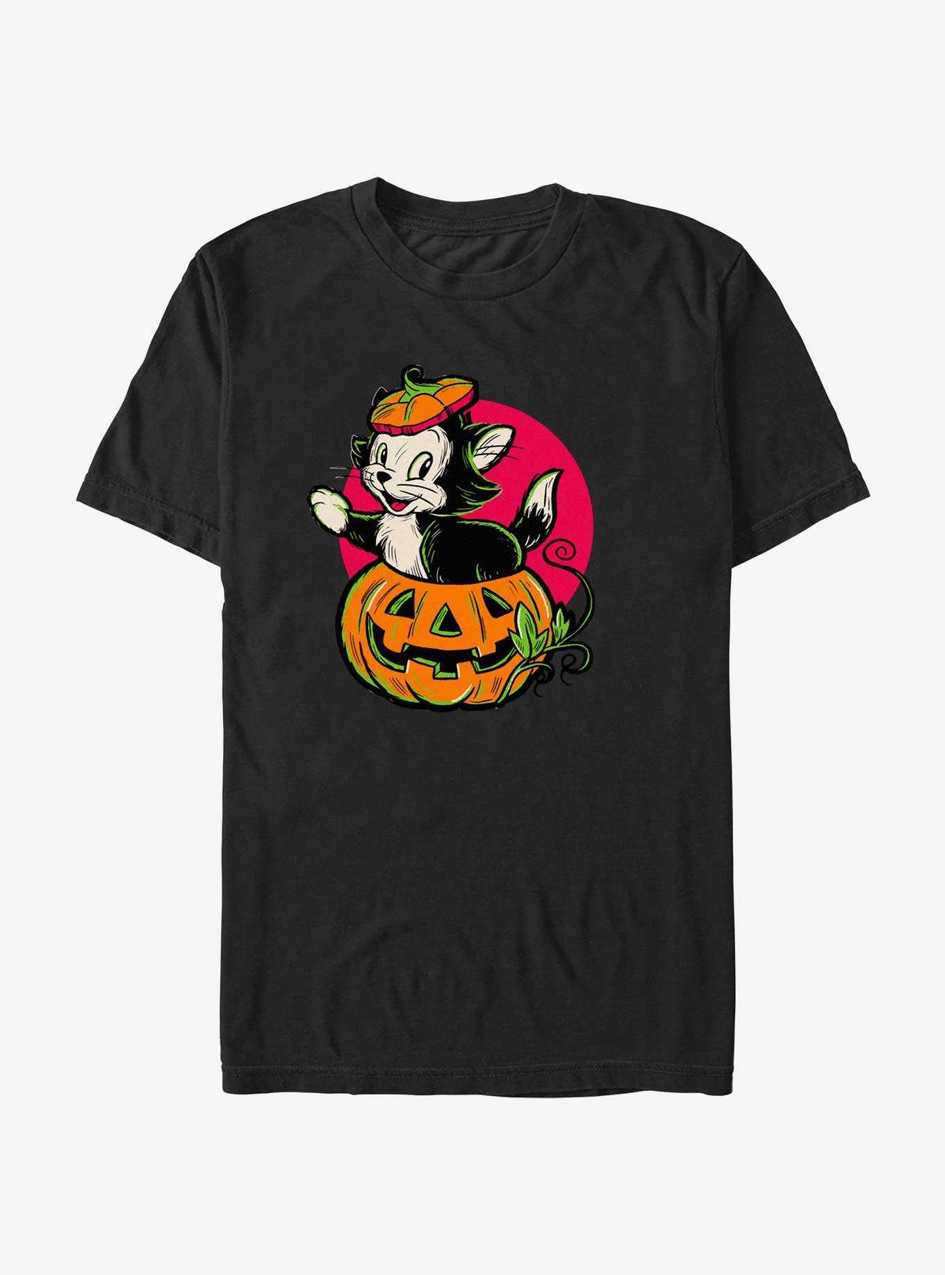 Disney100 Halloween Pinocchio Figaro Inside A Pumpkin T-Shirt, , hi-res
